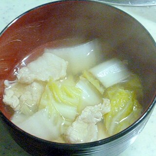 簡単♪白菜と豚肉の和風スープ